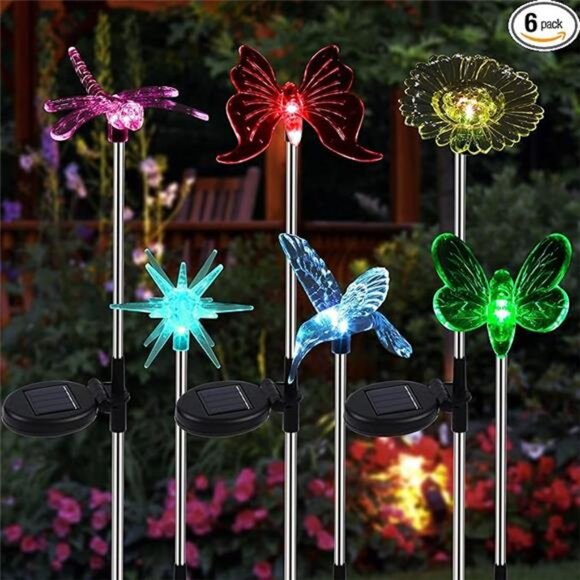 6 Pack Sparkling Star Flower Hummingbird Dragonfly Bee for Patio Yard Pathway - Picture 8 of 8